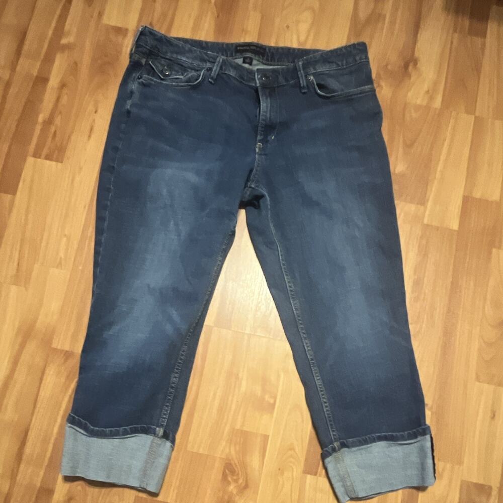 Banana Republic Womens Blue Dark Wash Denim Skinny Jeans Stretch Cuffed 5-Pocket